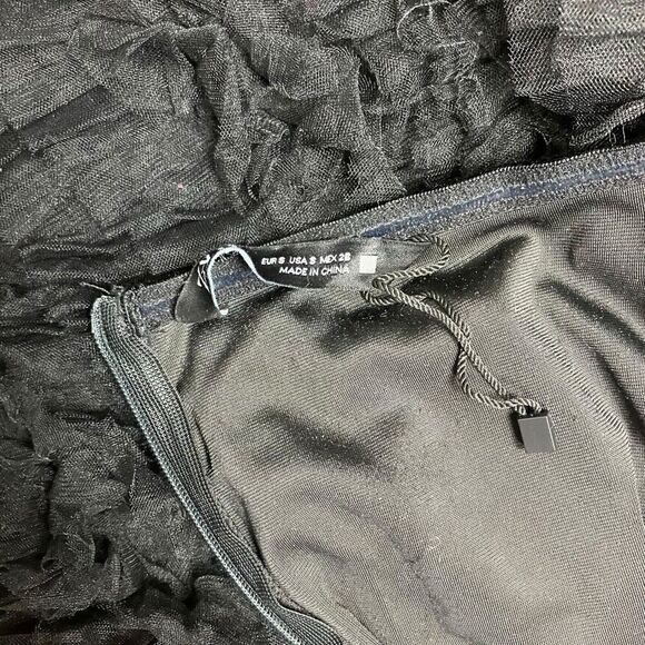 ZARA Dress S Black Velvet Tulle Balloon Sleeves 8351/253 FW22 Mini Off Shoulder - Picture 6 of 16